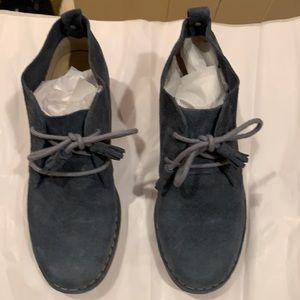 Blue-gray suede hush puppies